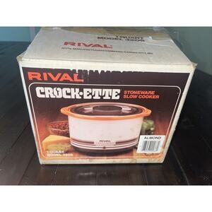 NIB New Vintage Rival Crock-Ette Stoneware Slow Cooker 1 Quart Almond Kitchen
